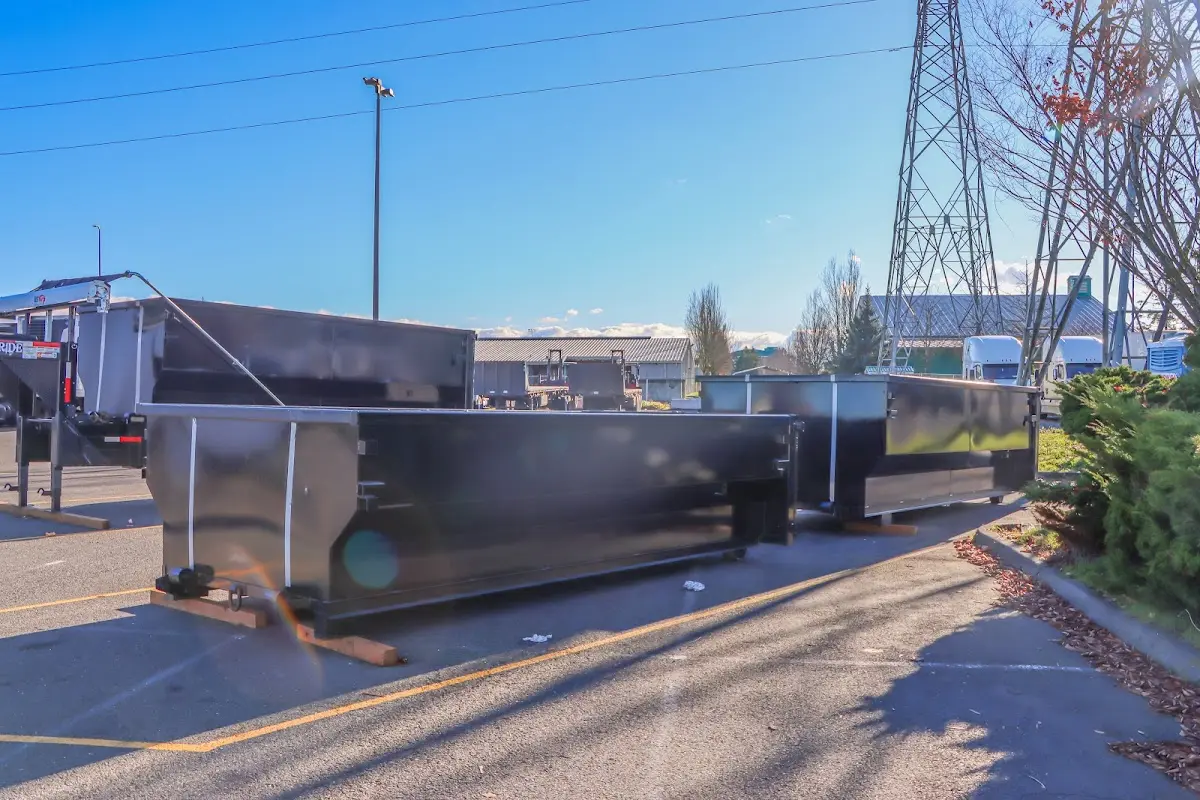 Roll-off dumpster ready for waste disposal at job site for 3 Yard Dumpster Rental in Somers Point